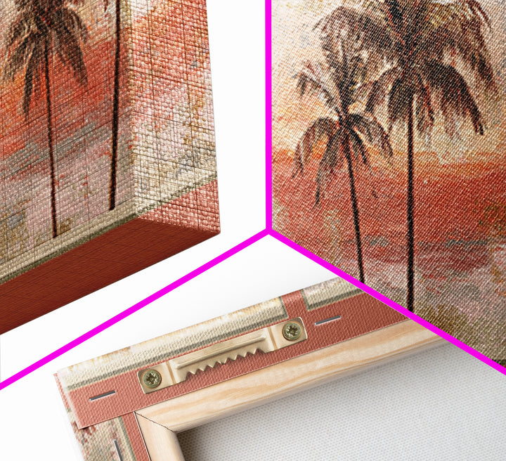 Palm Tree Silhouettes Canvas Print, Tropical Art, Gallery Wall Art, Living Room Decor, Fine Art, Tropic, Textured Painting, TRO-3x1-20