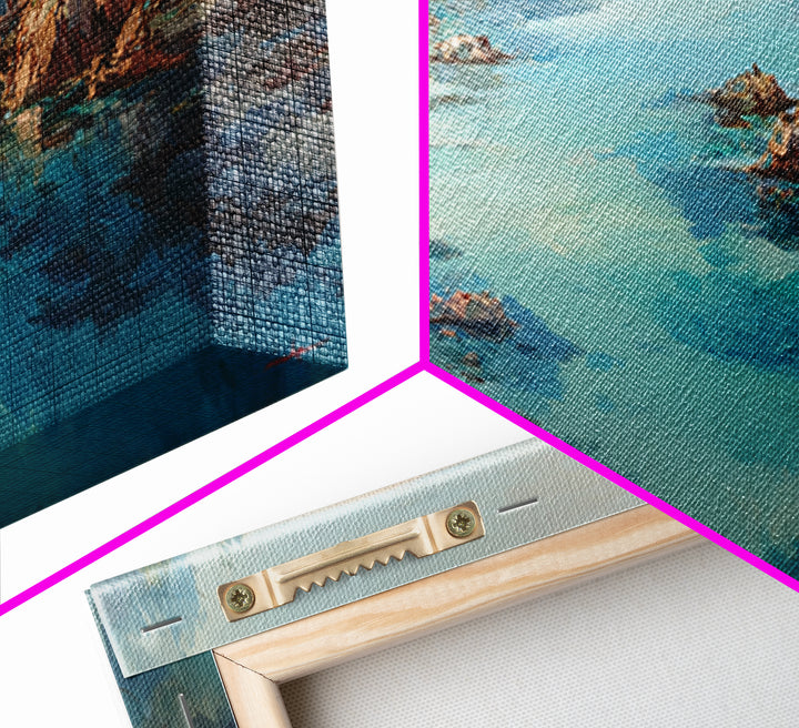 Tropical Lagoon with Turquoise Water Framed Canvas Print, Tropical Art, Room Decor, Living Room Decor, Fine Art, Tropic, TRO-3x1-23