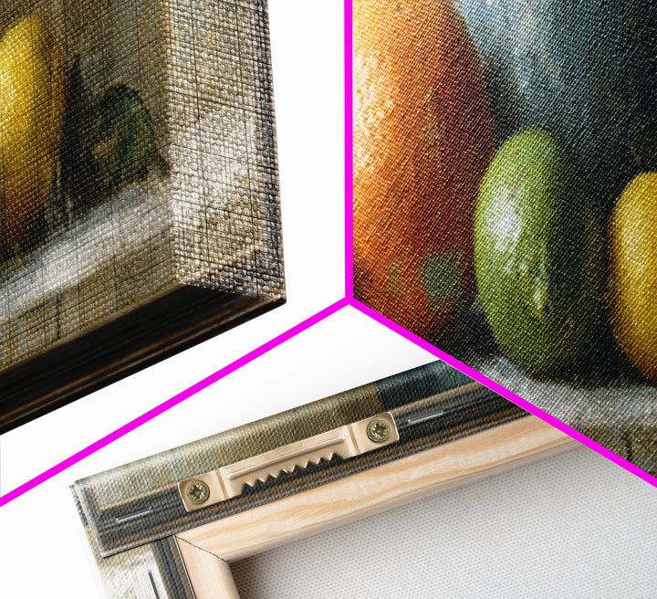 Bright Papaya and Lime Still Life Canvas Print, Tropical Art, Neutral Decor, Living Room Decor, Fine Art, Tropic, Home Decor, TRO-3x1-40