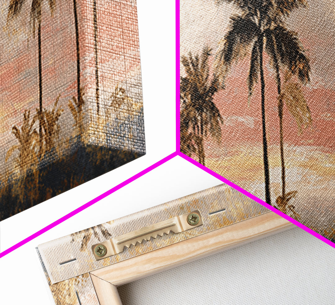 Palm Tree Silhouettes Framed Canvas Print, Tropical Art, Modern Decor, Living Room Decor, Fine Art, Tropic, Wall Decor, TRO-3x1-44