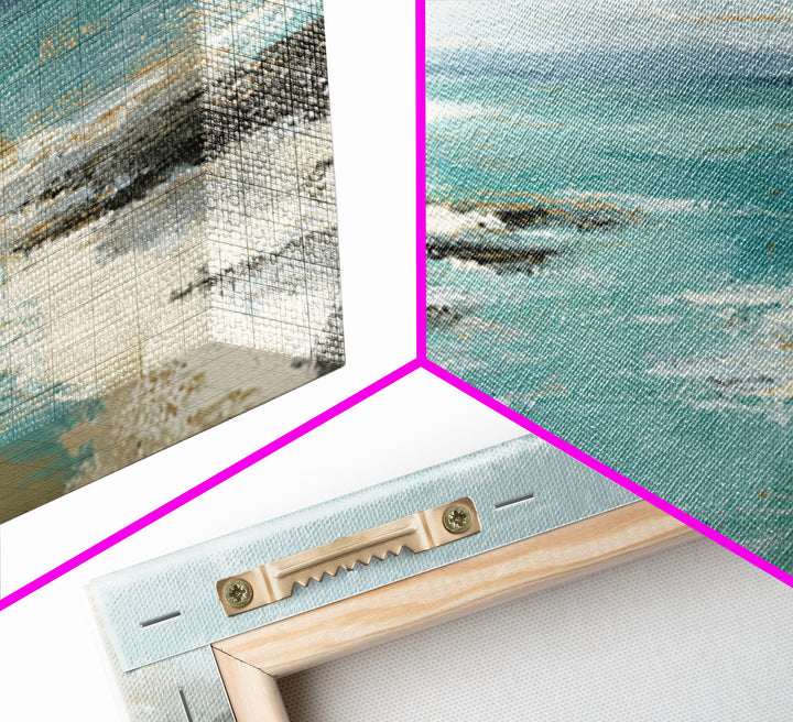 Tropical Lagoon with Turquoise Water Framed Canvas Print, Tropical Art, Digital Art, Living Room Decor, Oil Painting, Tropic, TRO-3x1-47