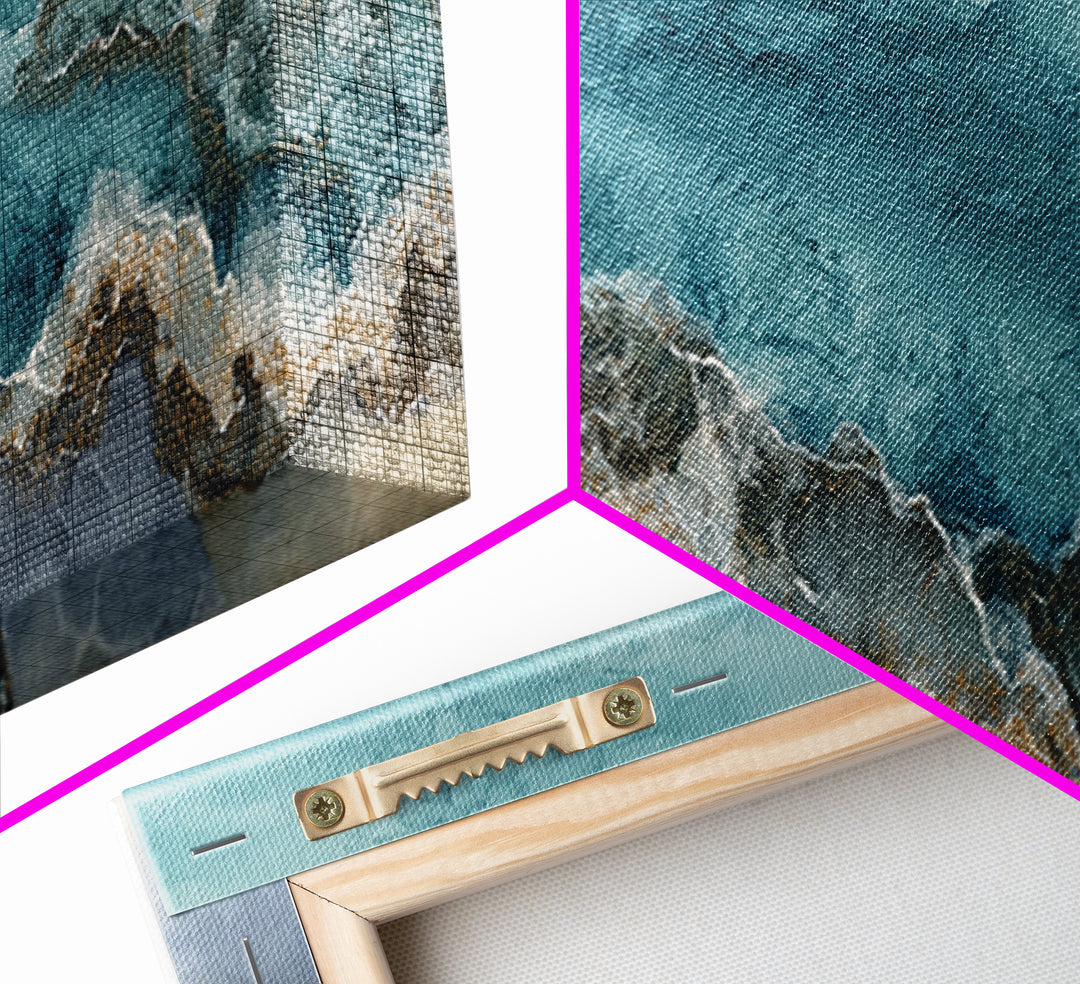 Tropical Lagoon with Turquoise Water Canvas Print, Tropical Art, Pink Wall Art, Living Room Decor, Tropic, Coastal Art, TRO-3x1-71