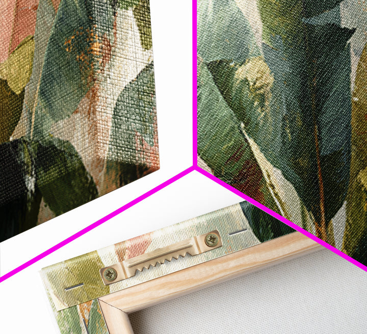 Banana Leaves Layered Framed Canvas Print, Tropical Art, Neutral Decor, Living Room Decor, Fine Art, Tropic, Home Decor, TRO-3x1-73