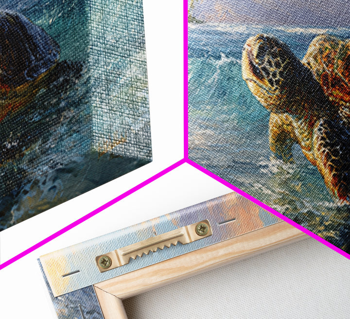 Sea Turtle Near Tropical Reef Canvas Print, Tropical Art, Wall Art Prints, Living Room Decor, Fine Art, Tropic, Beach Wall Art, TRO-3x1-83