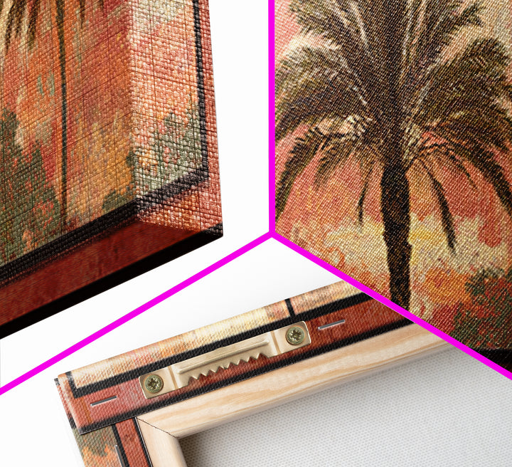 Palm Tree Silhouettes Canvas Print, Tropical Art, Digital Art, Living Room Decor, Oil Painting, Tropic, Watercolor Art, TRO-3x1-92