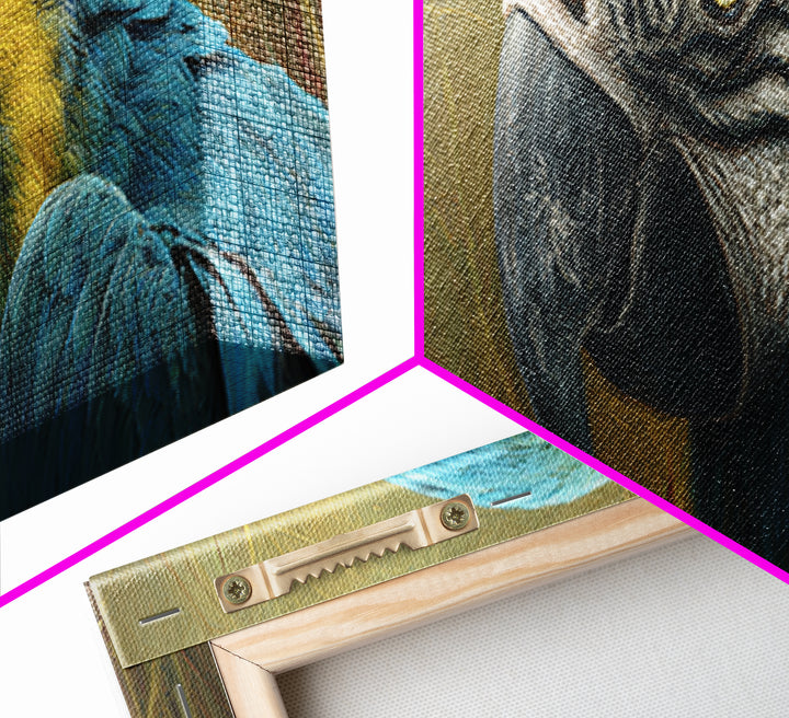 Parrot Portrait with Emerald Feathers Canvas Print, Tropical Art, Textured Painting, Living Room Decor, Fine Art, Tropic, TRO-3x1-96