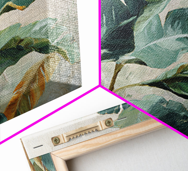 Banana Leaves Layered Framed Canvas Print, Tropical Art, Downloadable Prints, Living Room Decor, Watercolor Art, Tropic, TRO-3x2-13