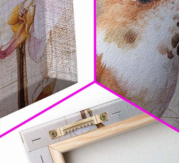 Orchid and Hummingbird Composition Framed Canvas Print, Tropical Art, Pink Wall Art, Living Room Decor, Fine Art, Tropic, TRO-3x2-14
