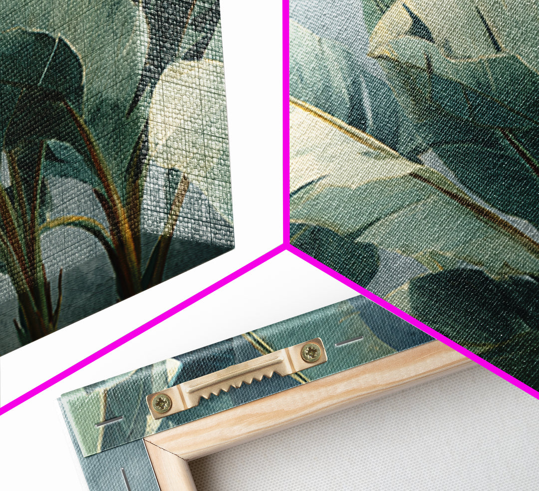 Banana Leaves Layered Canvas Print, Tropical Art, Botanical Art, Living Room Decor, Oil Painting, Tropic, Minimalist Decor, TRO-3x2-37
