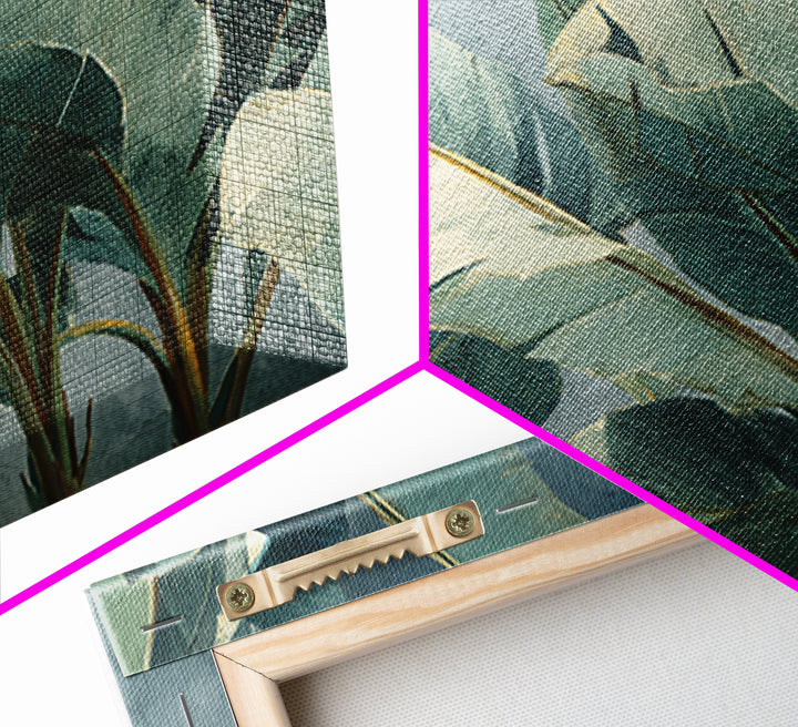 Banana Leaves Layered Canvas Print, Tropical Art, Botanical Art, Living Room Decor, Oil Painting, Tropic, Minimalist Decor, TRO-3x2-37