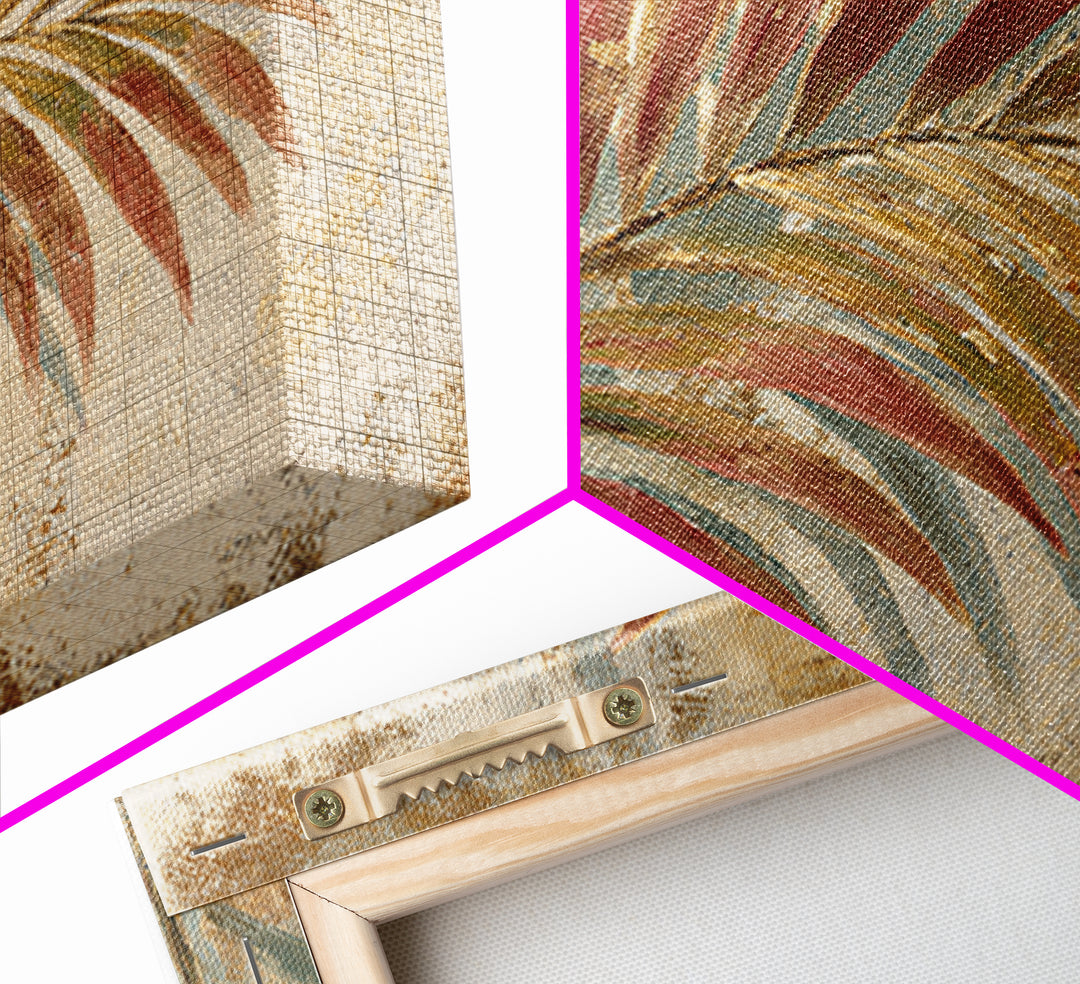 Rain Soaked Palm Leaf Closeup Canvas Print, Tropical Art, Neutral Decor, Living Room Decor, Oil Painting, Tropic, Home Decor, TRO-3x2-73