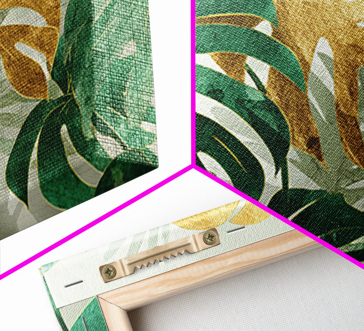 Lush Monstera Leaves Framed Canvas Print, Tropical Art, Room Decor, Living Room Decor, Fine Art, Tropic, Printable, TRO-3x2-77