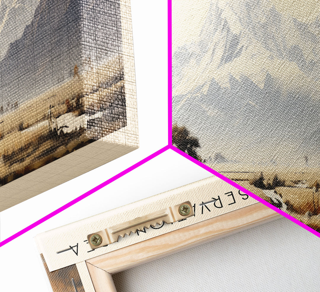 Annapurna Conservation Area Retro Travel Poster - Framed Canvas Print - Travel Decor | Vintage Style Home Decor - Travel Print - Wall Art