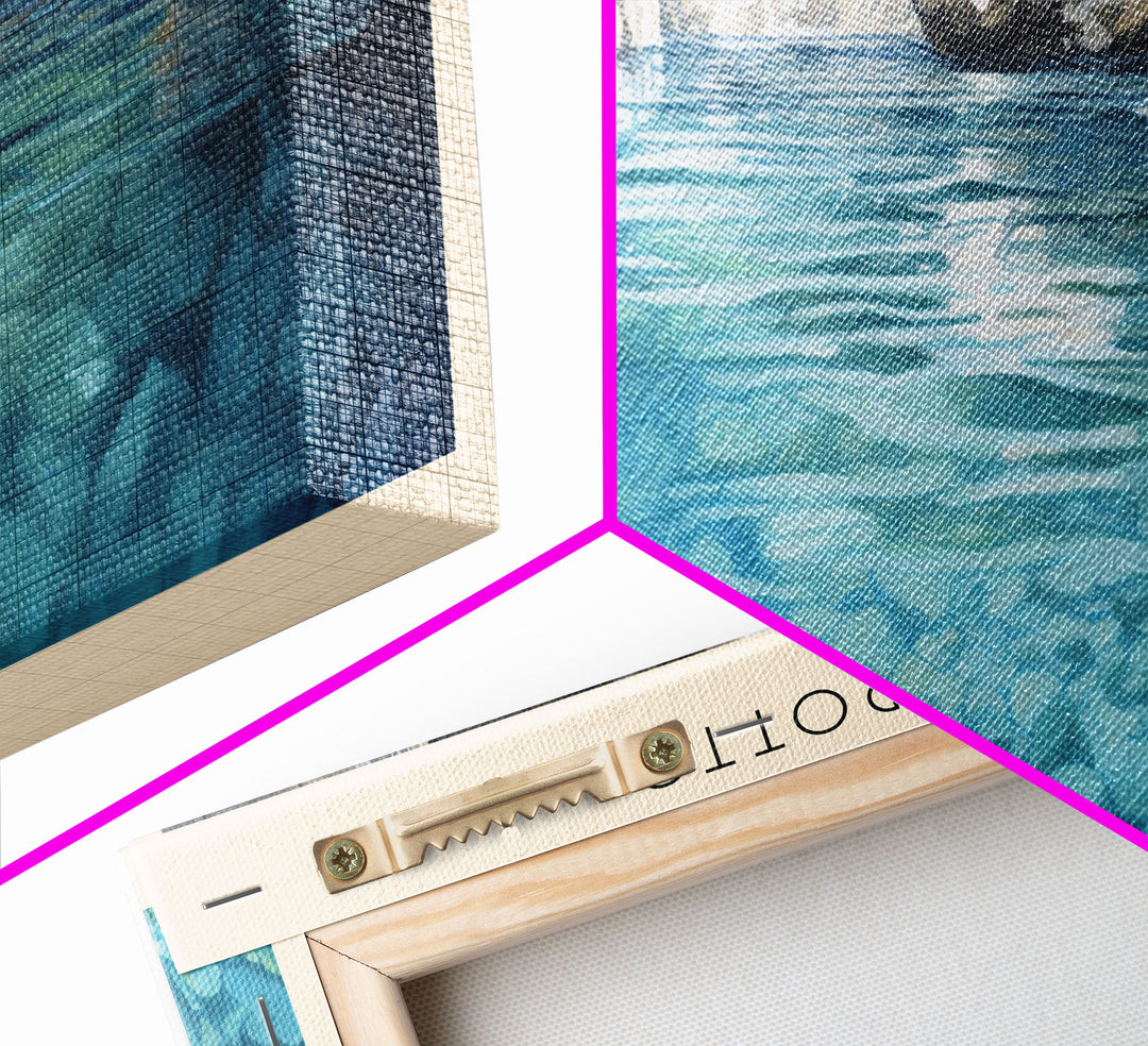 Blue Grotto Retro Style Travel Poster - Framed Canvas Print - COUNTRY Travel Decor | Vintage Style Home Decor - Travel Print - Wall Art