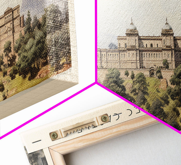 Chapultepec Castle Retro Style Travel Poster - Framed Canvas Print - COUNTRY Travel Decor | Vintage Style Home Decor - Travel Print - Wall Art