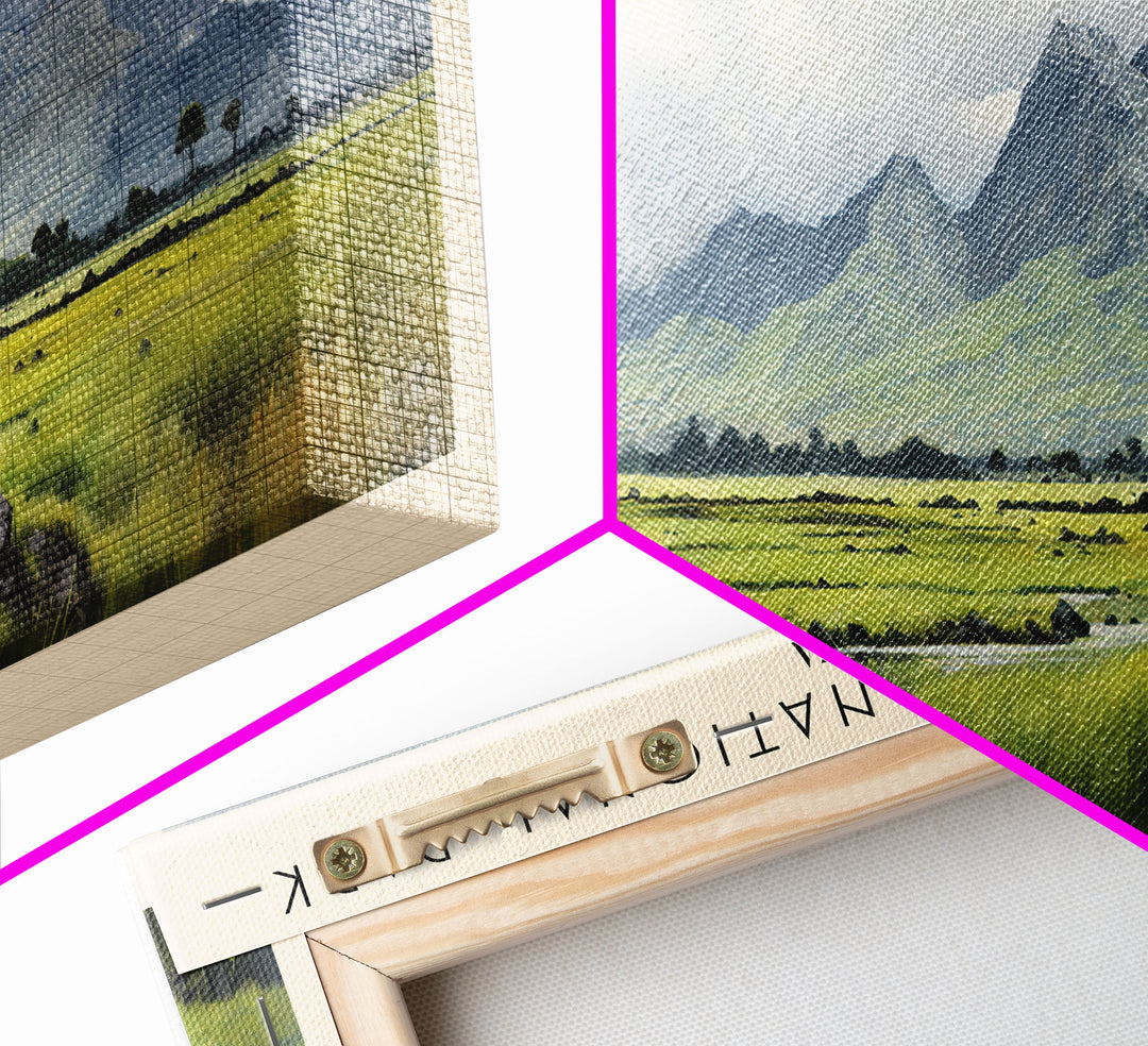 Gunung Rinjani National Park COUNTRY | Framed Travel Poster Canvas Print | Trendy Wall Art | Watercolor Painting | Living Room Art | Unique Art