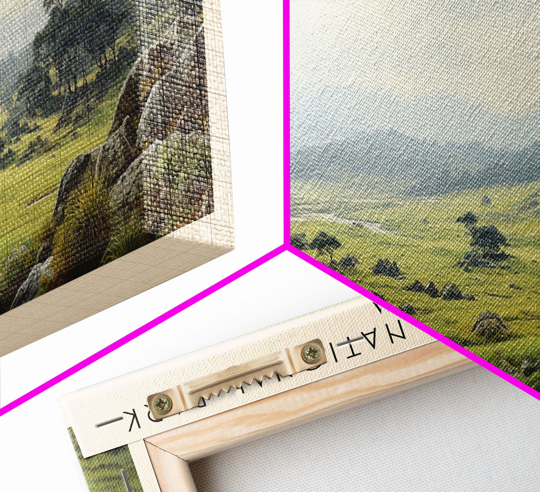 Horton Plains National Park Travel Art Framed Canvas Print, COUNTRY Wall Decor, Home Decor, Travel Poster, Vintage Wall Art, Watercolor Painting