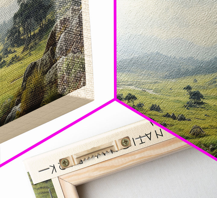Horton Plains National Park Travel Art Framed Canvas Print, COUNTRY Wall Decor, Home Decor, Travel Poster, Vintage Wall Art, Watercolor Painting