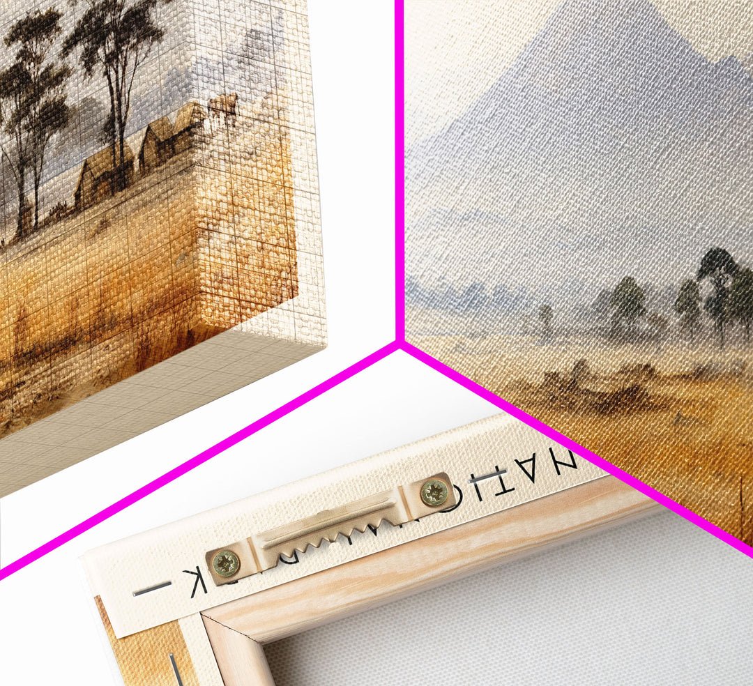 Kidepo Valley National Park Retro Style Travel Poster - Framed Canvas Print - COUNTRY Travel Decor | Vintage Style Home Decor - Travel Print - Wall Art