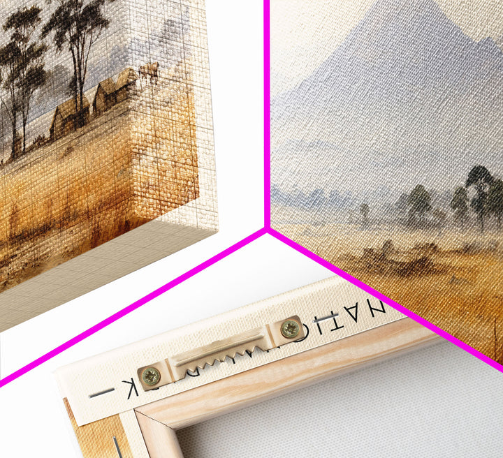 Kidepo Valley National Park Retro Style Travel Poster - Framed Canvas Print - COUNTRY Travel Decor | Vintage Style Home Decor - Travel Print - Wall Art