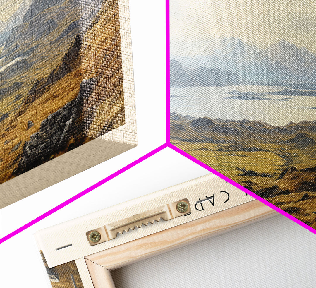 North Cape Travel Art Framed Canvas Print, COUNTRY Wall Decor, Home Decor, Travel Poster, Vintage Wall Art, Watercolor Painting
