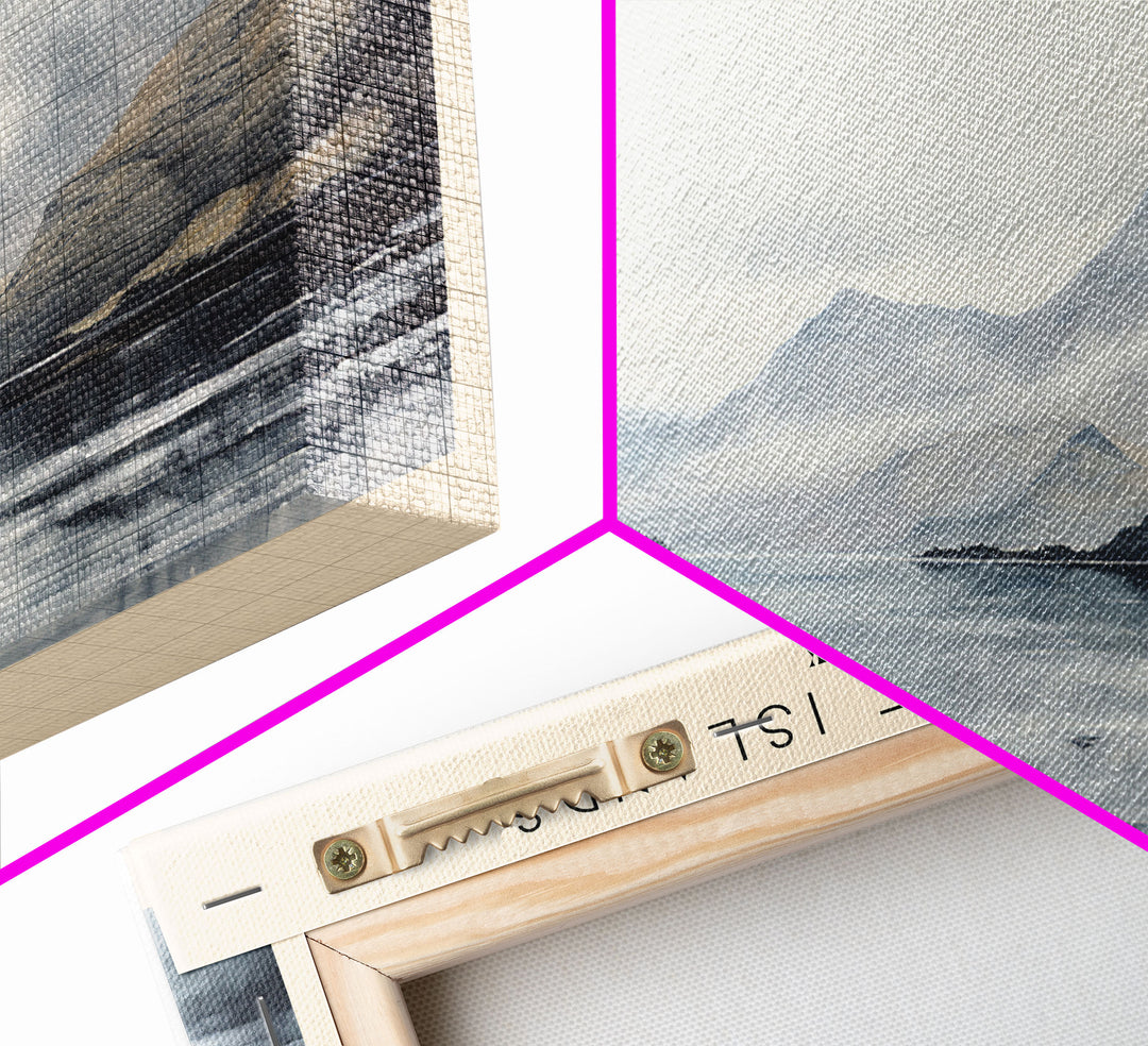 The Faroe Islands Travel Art Framed Canvas Print, COUNTRY Wall Decor, Home Decor, Travel Poster, Vintage Wall Art, Watercolor Painting
