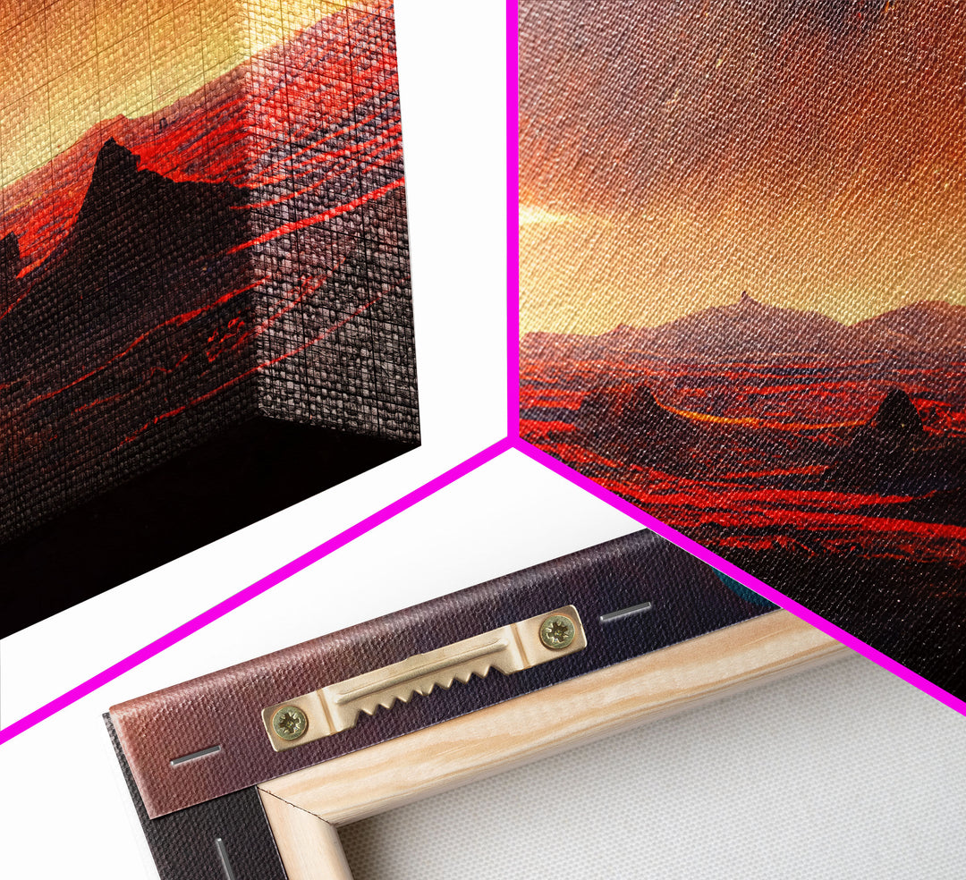 Scifi canvas print, Alien world with 3 moons, spooky print, creepy art, science fiction art