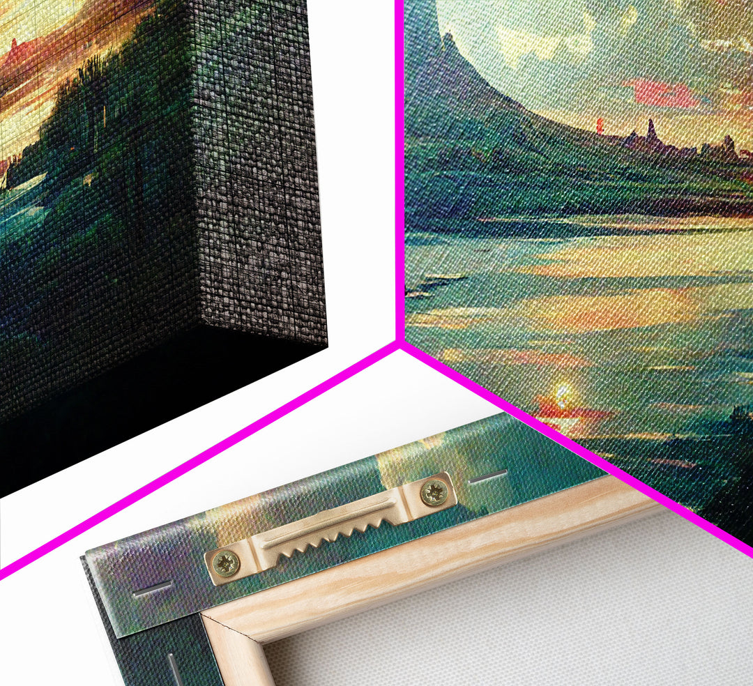 Vaporwave Sunset Canvas Print, beautiful landscape art, living room wall art