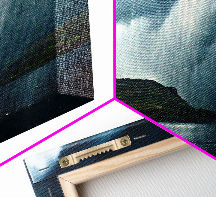 Foggy night rainstorm over the lake canvas print, nature and landscape wall art, ready to hang, cool wall art
