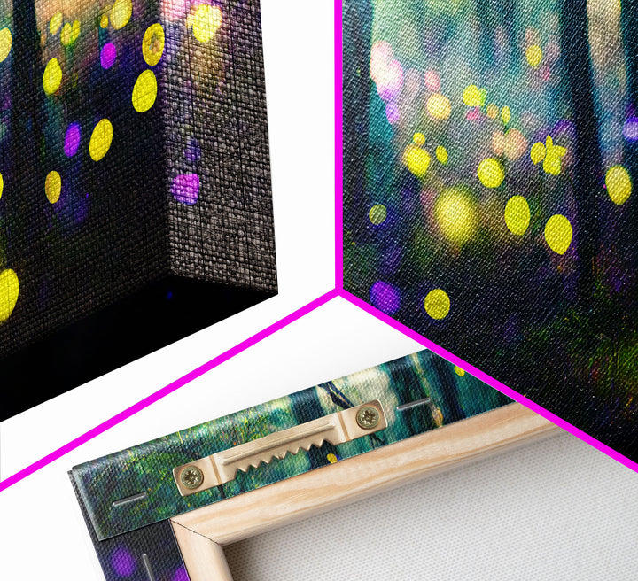 Magical forest with fairies canvas print, fantasy art, cool wall art, dorm art, ready to hang wall art