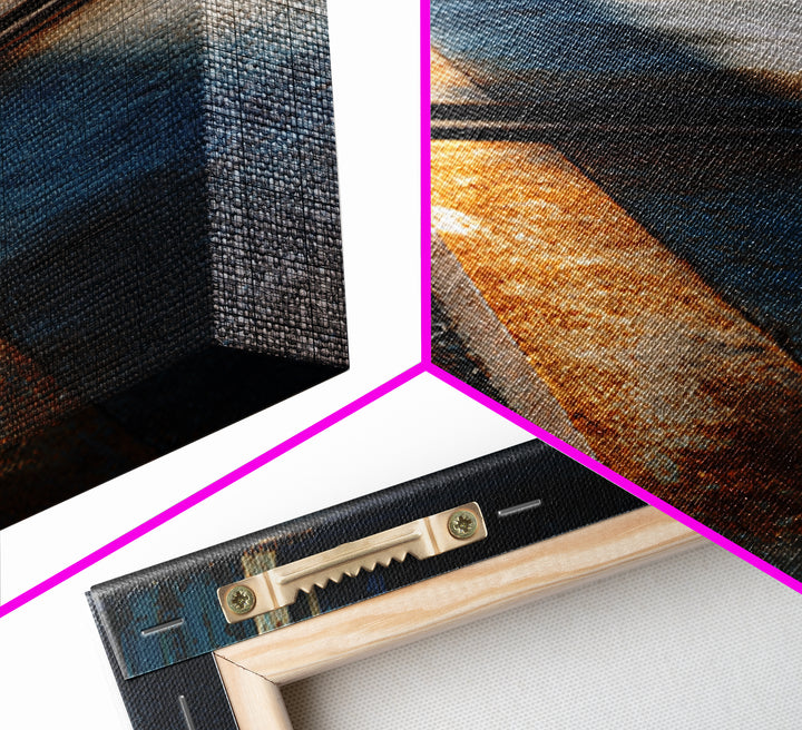 Industrial Rail Tracks Leading into City Canvas Print, Urban Art, Modern Art, Living Room Decor, Oil Painting, Urban, URB-1x1-22