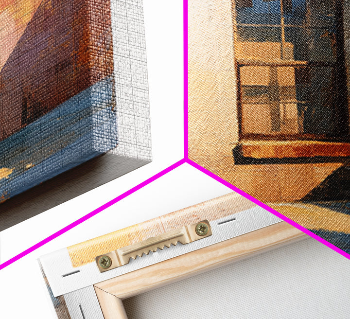 Brick Wall and Window Shadows as Geometry Framed Canvas Print, Urban Art, Fine Art Print, Living Room Decor, Fine Art, Urban, URB-1x1-29