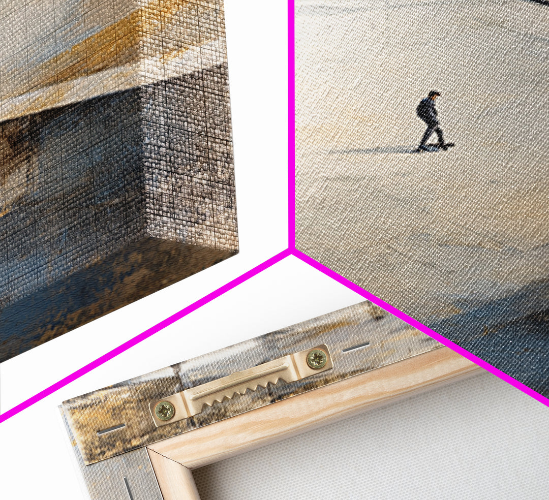 Skateboarder Crossing a Concrete Plaza Canvas Print, Urban Art, Black Wall Art, Living Room Decor, Fine Art, Urban, Queer Art, URB-1x1-31