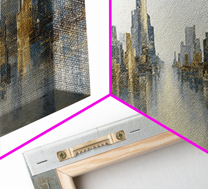Moody City Skyline Reflected Canvas Print, Urban Art, Modern Decor, Living Room Decor, Abstract Art, Urban, Home Decor, URB-1x1-49