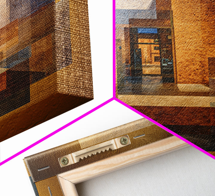 Brick Wall and Window Shadows as Geometry Framed Canvas Print, Urban Art, Fine Art Print, Living Room Decor, Fine Art, Urban, URB-1x1-53