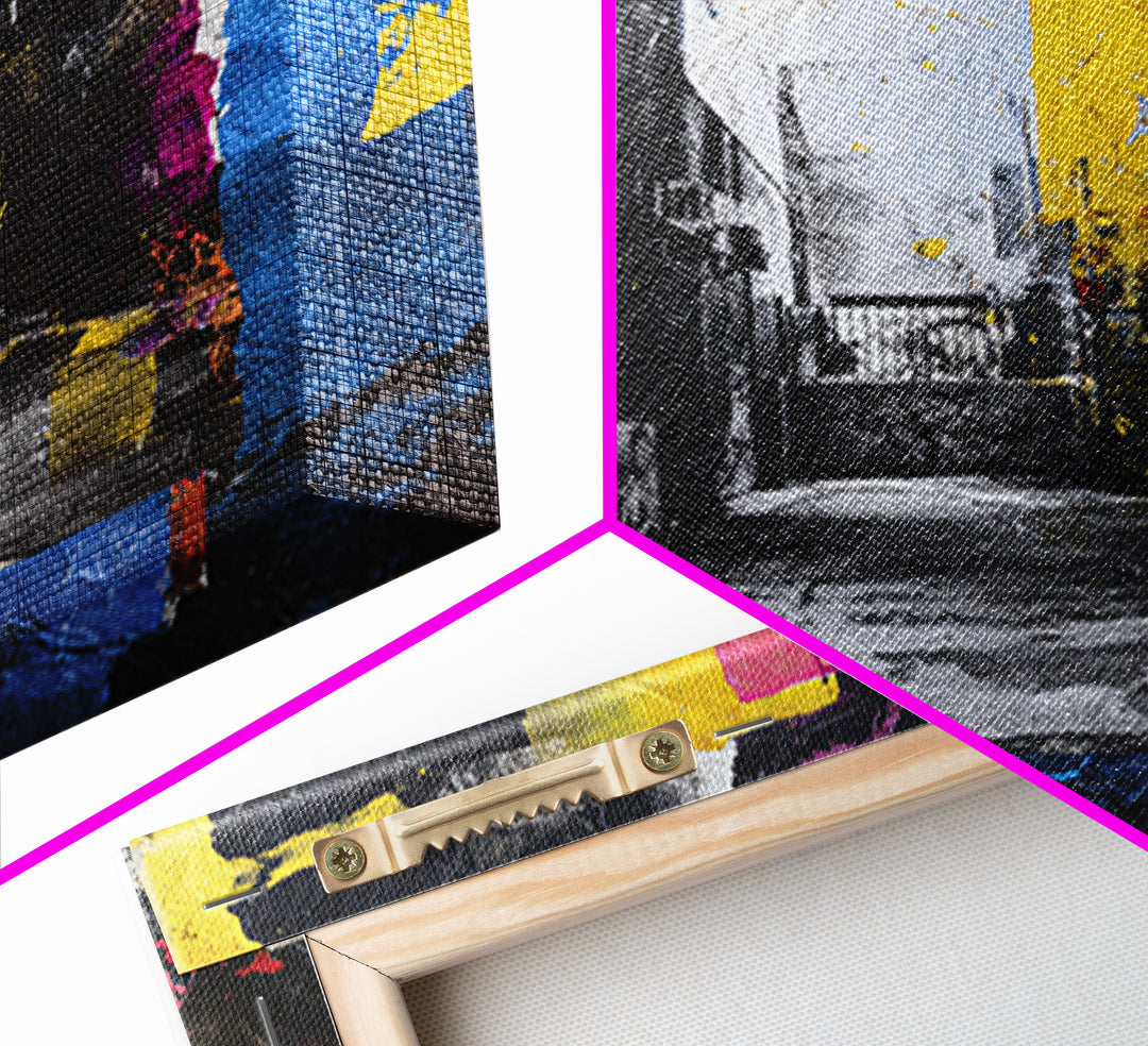 Graffiti Covered Alley Rendered as Color Collage Canvas Print, Urban Art, Queer Art, Living Room Decor, Fine Art, Urban, URB-1x1-59