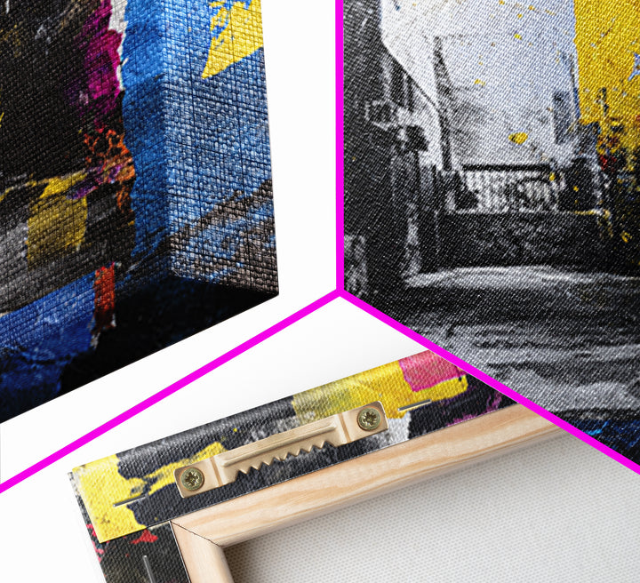 Graffiti Covered Alley Rendered as Color Collage Canvas Print, Urban Art, Queer Art, Living Room Decor, Fine Art, Urban, URB-1x1-59