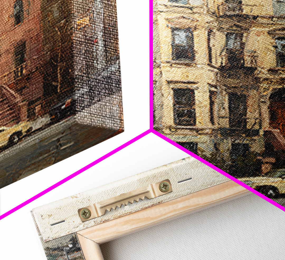 Brownstone Row in Soft Morning Light Canvas Print, Urban Art, Book Shelf Decor, Living Room Decor, Urban, Modern Decor, URB-1x1-60