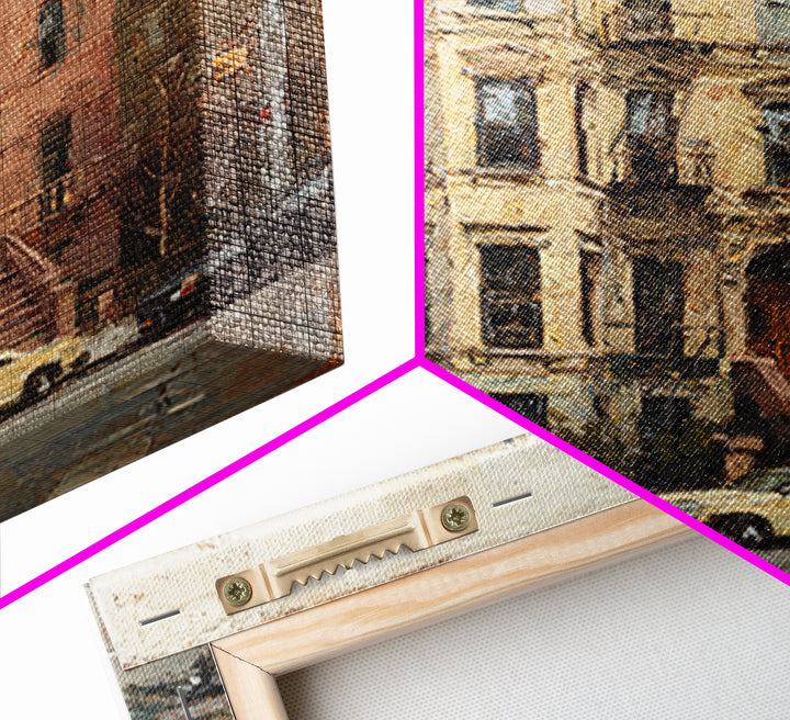 Brownstone Row in Soft Morning Light Canvas Print, Urban Art, Book Shelf Decor, Living Room Decor, Urban, Modern Decor, URB-1x1-60
