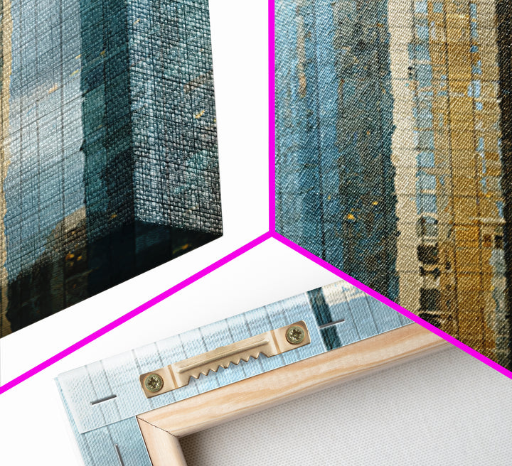 Modern Skyscraper Glass Reflections Framed Canvas Print, Urban Art, Pop Art, Living Room Decor, Fine Art, Urban, URB-1x1-62
