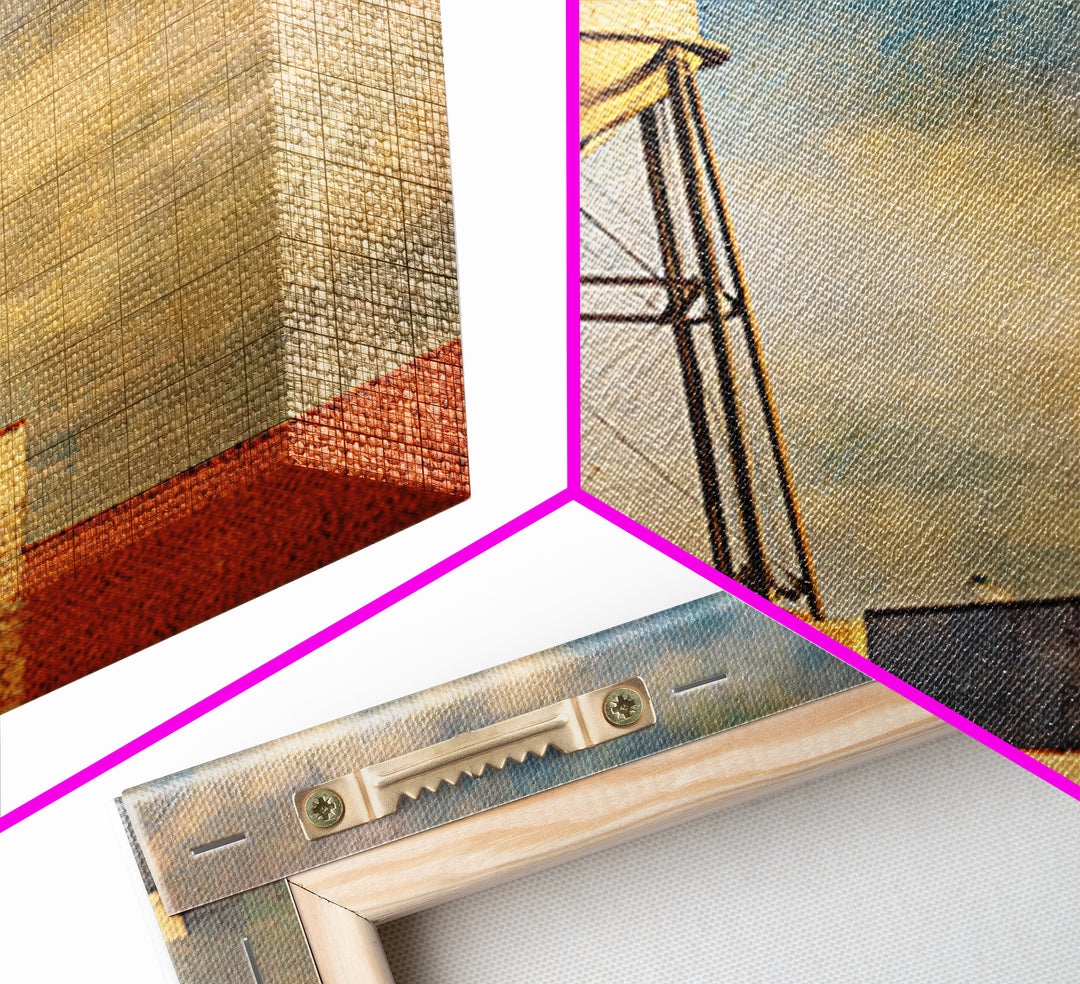 Rooftop Water Tower Canvas Print, Urban Art, Textured Painting, Living Room Decor, Urban, Original Art, Canvas Wall Art, URB-1x1-81