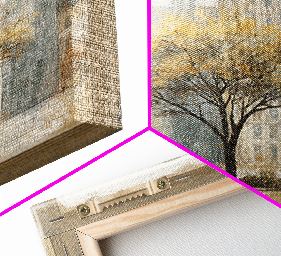 City Park Tree Framed by Buildings Canvas Print, Urban Art, Basketball Wall Art, Living Room Decor, Fine Art, Urban, URB-1x1-90