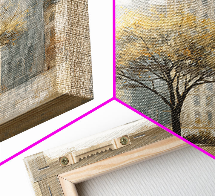 City Park Tree Framed by Buildings Canvas Print, Urban Art, Basketball Wall Art, Living Room Decor, Fine Art, Urban, URB-1x1-90