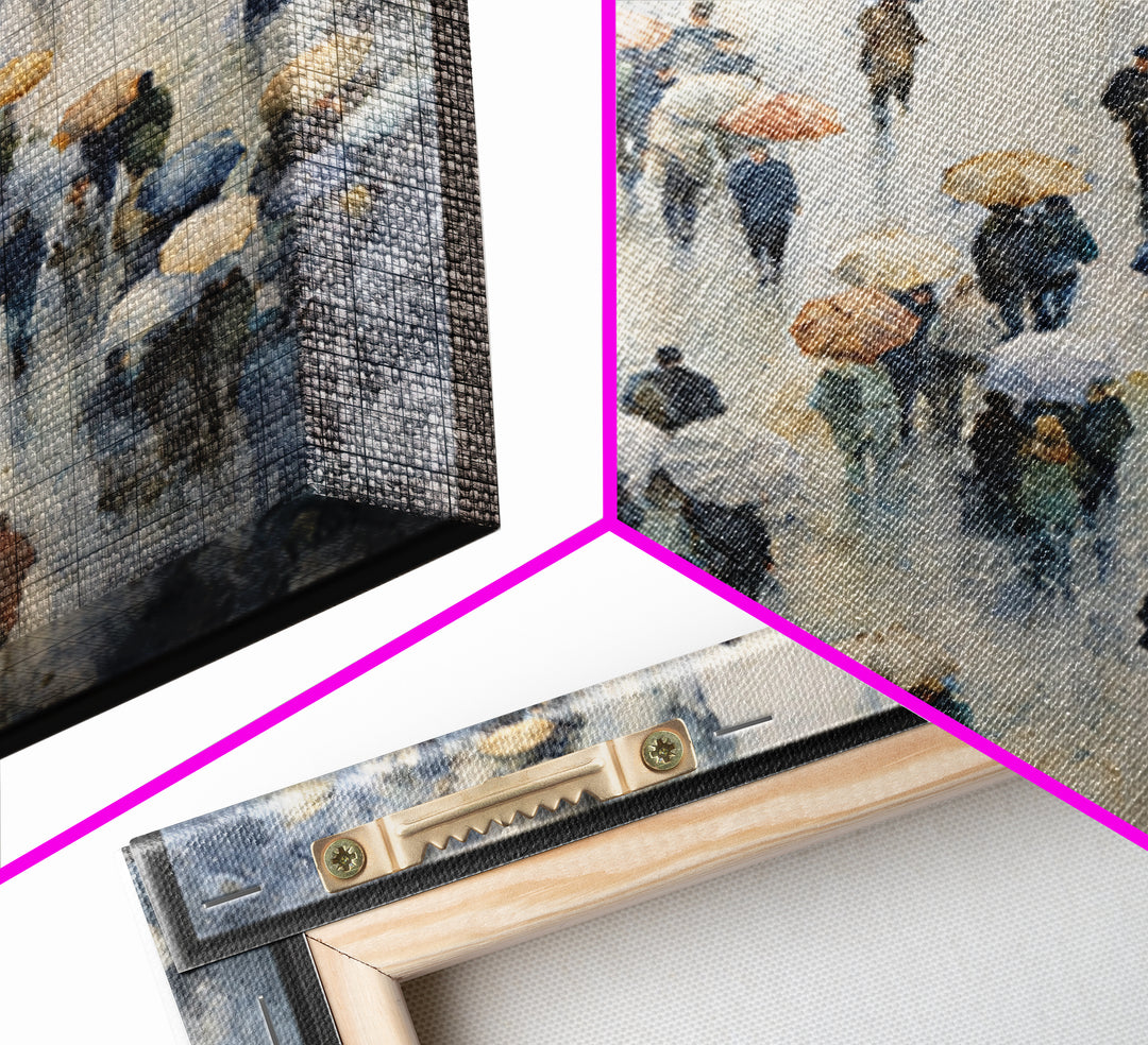 Rain Umbrella Figures Canvas Print, Urban Art, Basketball Wall Art, Living Room Decor, Fine Art, Urban, Textured Painting, URB-1x1-92