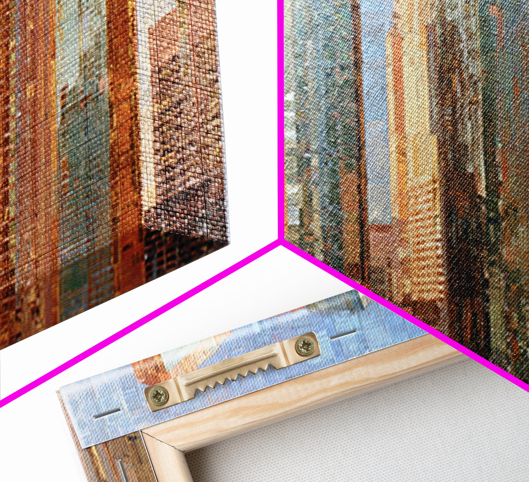 Modern Skyscraper Glass Reflections Framed Canvas Print, Urban Art, Art Print, Living Room Decor, Fine Art, Urban, Oil Painting, URB-2x1-10