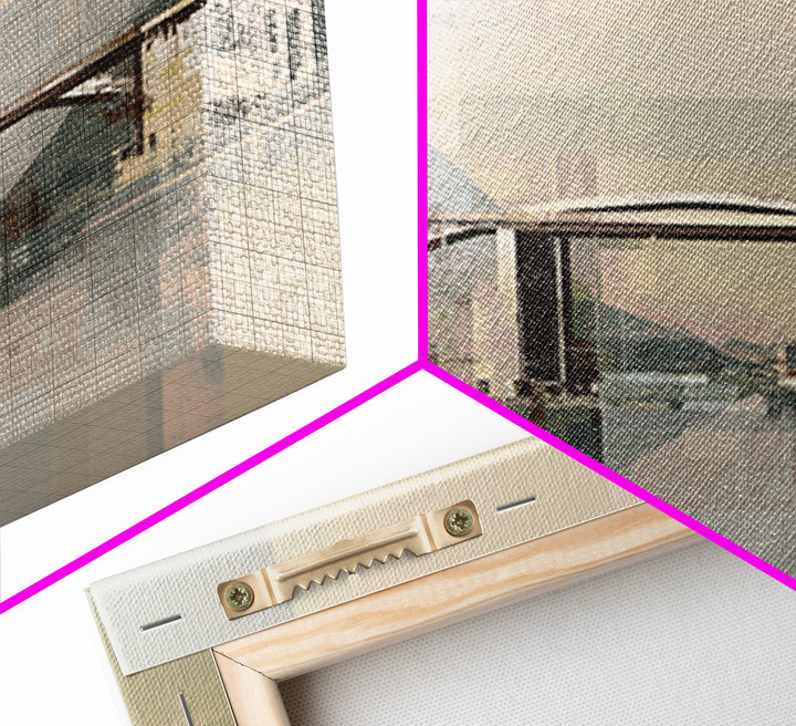 City Bridge Structure Framed Canvas Print, Urban Art, Luxury Decor, Living Room Decor, Fine Art, Urban, Original Painting, URB-2x1-30