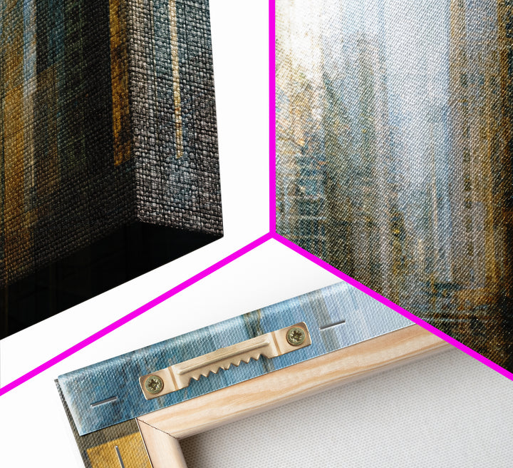 Modern Skyscraper Glass Reflections Framed Canvas Print, Urban Art, Art Print, Living Room Decor, Fine Art, Urban, Oil Painting, URB-2x1-34