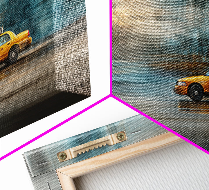 Taxi Cab Motion Blur Canvas Print, Urban Art, Black Art, Living Room Decor, Oil Painting, Urban, Canvas Painting, URB-2x1-47