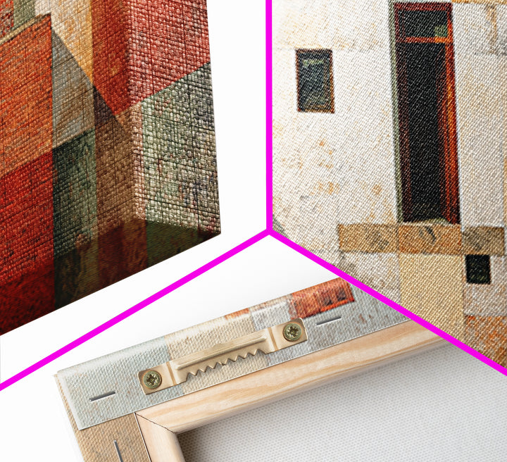Brick Wall and Window Shadows as Geometry Canvas Print, Urban Art, Oil Painting, Living Room Decor, Urban, Black Art Prints, URB-2x1-73