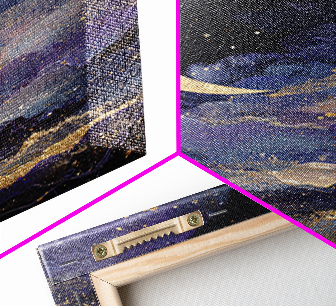 Night Skyline under Crescent Moon Canvas Print, Urban Art, Black Girl Wall Art, Living Room Decor, Abstract Art, Urban, URB-2x3-32